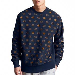 CHAMPION Men’s All Over C Crewneck Color Navy Size L